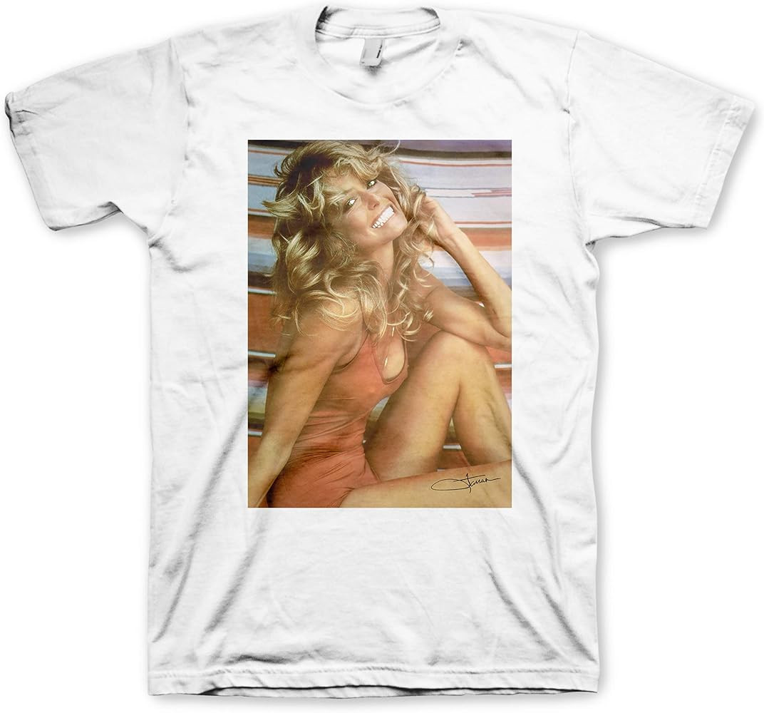 Farrah Fawcett Red Bathing Suit Adult White Short Sleeve T Shirt Vintage Style Graphic Tees | Amazon (US)