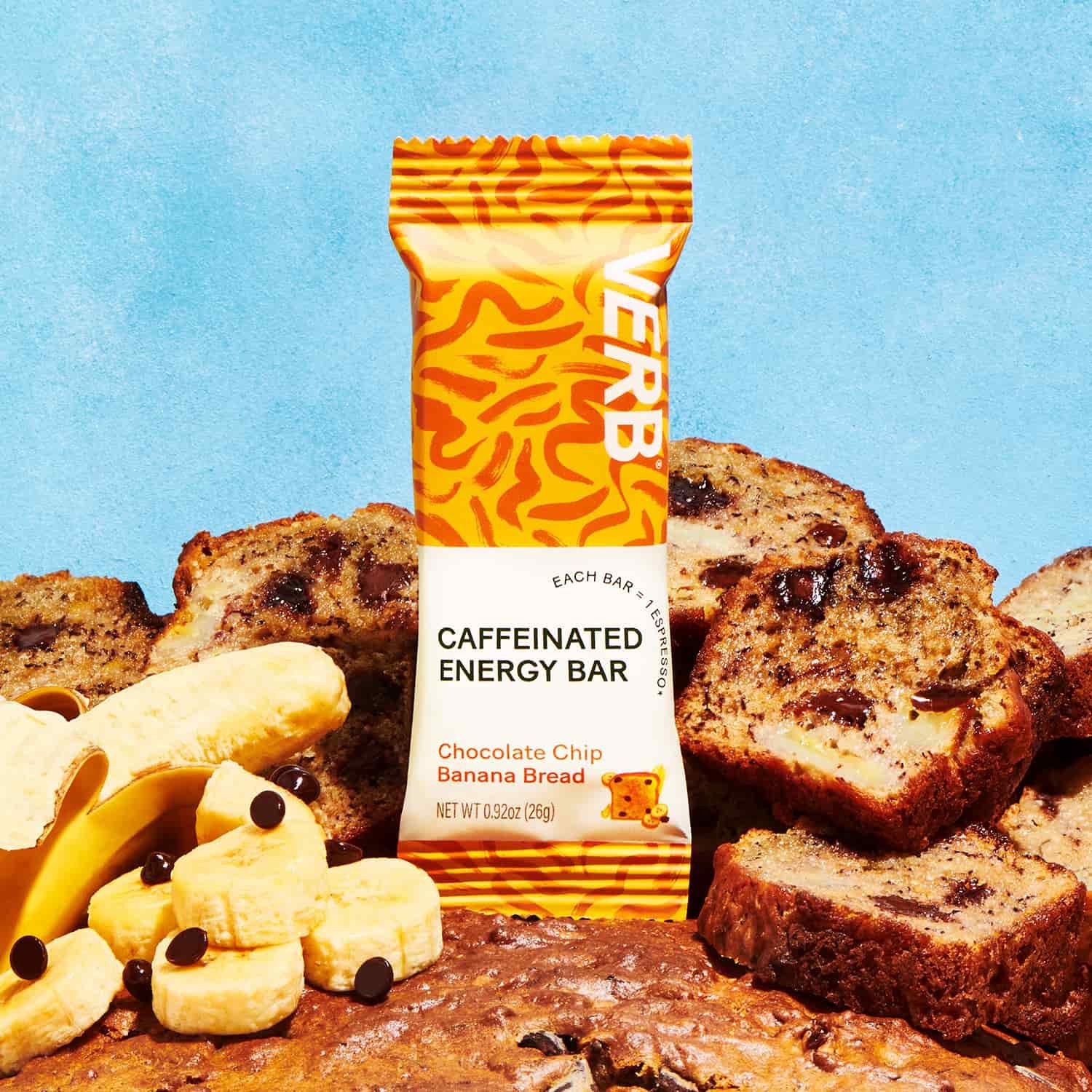 16 Chocolate Chip Banana Bread snack bars | Verb Energy