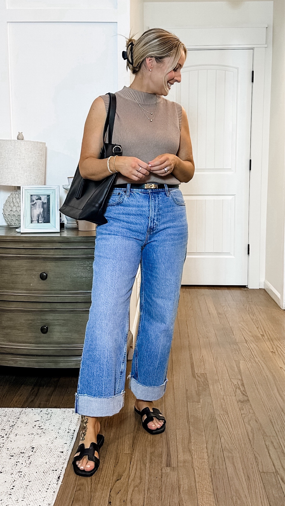 Perfect fall transitional outfit! 
Medium sweater and 29 jeans in short. I cuffed them! 

#LTKxAF #LTKMidsize #LTKBacktoSchool