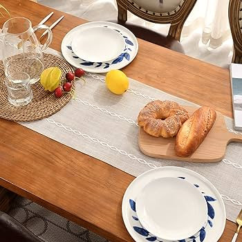 Wracra Rustic Linen Table Runner Farmhouse Style Table Runners 108 inches Long Embroidered Table ... | Amazon (US)