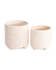 2pc Abstract Footed Ceramic Planters | Marshalls
