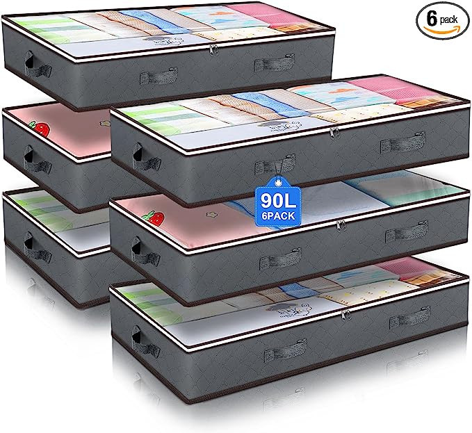 90L Under Bed Storage Containers, Toy Organizers and Wrapping Paper Storage Bags, Underbed Shoes ... | Amazon (US)