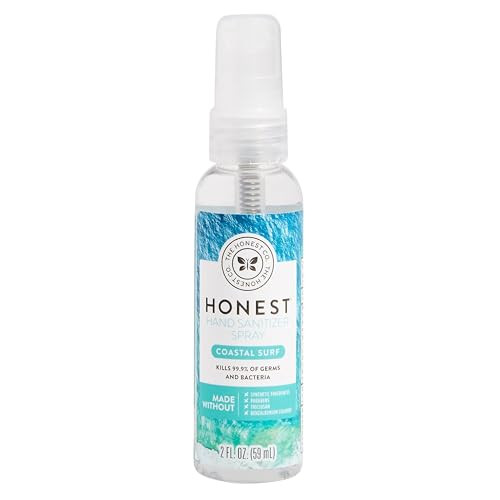 The Honest Company Plant-Based Hand Sanitizer Spray Kills 99.9% of Germs Hypoallergenic, Quick-drying and Moisturizing, Coastal Surf 2 fl oz | Amazon (US)