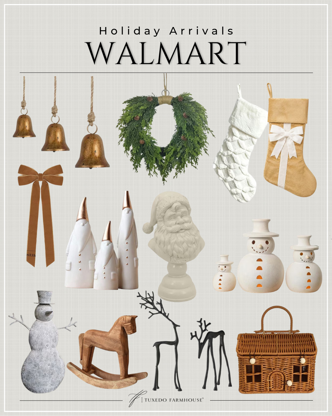 Walmart’s holiday arrivals are so good this year! 🎄🤎 I’m loving the mix of vintage-inspired bells, pretty stockings, greenery and charming little snowmen and reindeer. So many beautiful pieces for creating a warm, collected Christmas look without spending a fortune. #LTKHome #LTKSeasonal #LTKunder50 #WalmartHome #WalmartFinds #ChristmasDecor #HolidayDecor #ChristmasHome 

 #LTKSeasonal #LTKHome #LTKSaleAlert