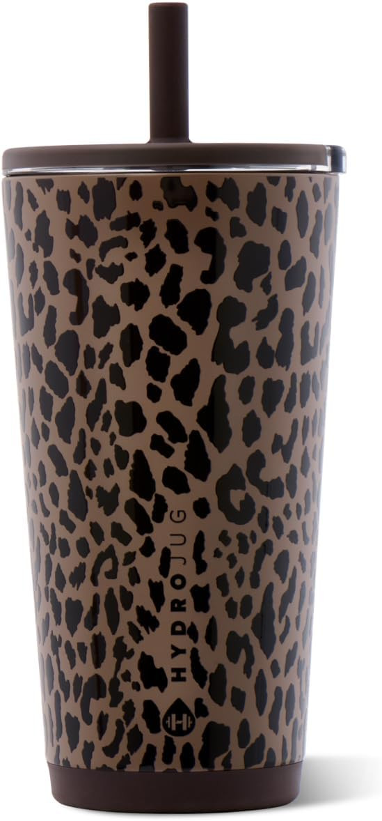 HydroJug Everyday Tumbler 20 oz, Ceramic-Lined Straw Cup, Brown Leopard | Amazon (US)