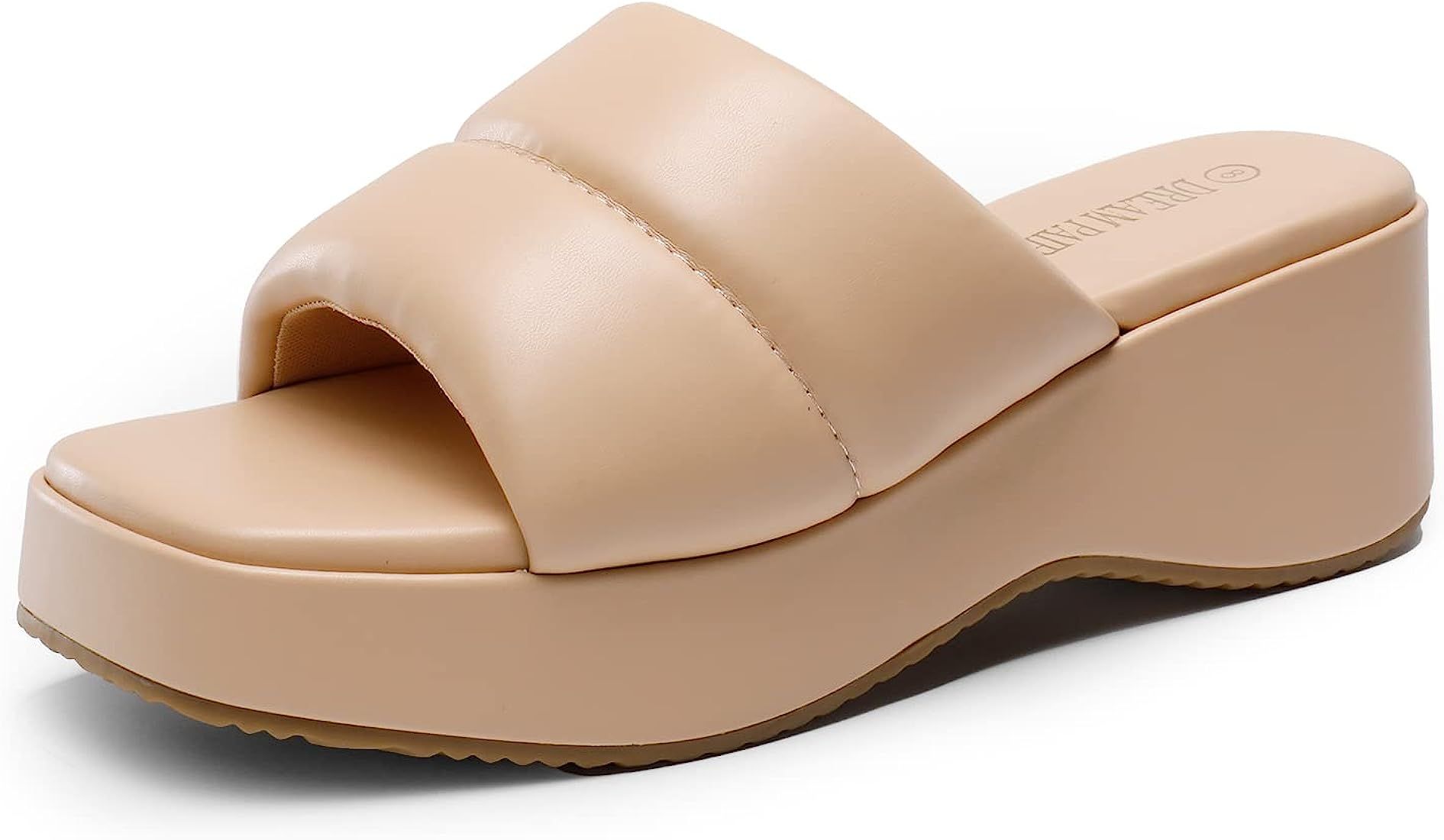 DREAM PAIRS Womens Slip on Slides Wedges Platform Cute Walking Comfort Sandals | Amazon (US)