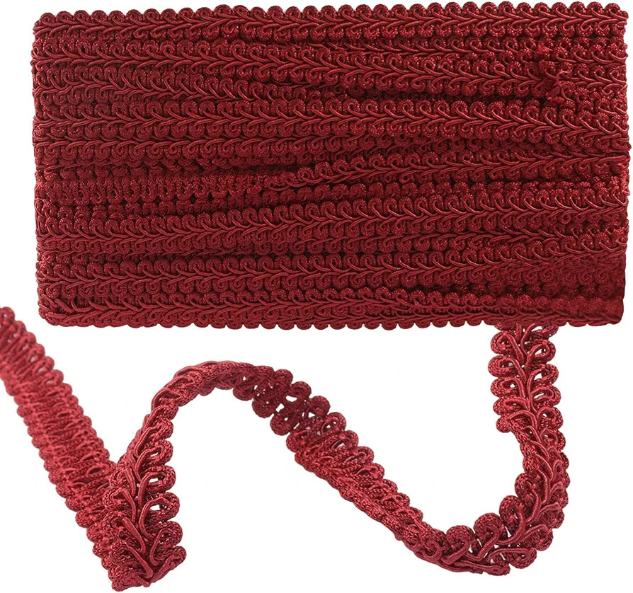 Gimp Braid Trim - 1/2 Inch 14 Yards Burgundy Polyester Lace, Upholstery Trim for Sewing, DIY Craf... | Amazon (US)