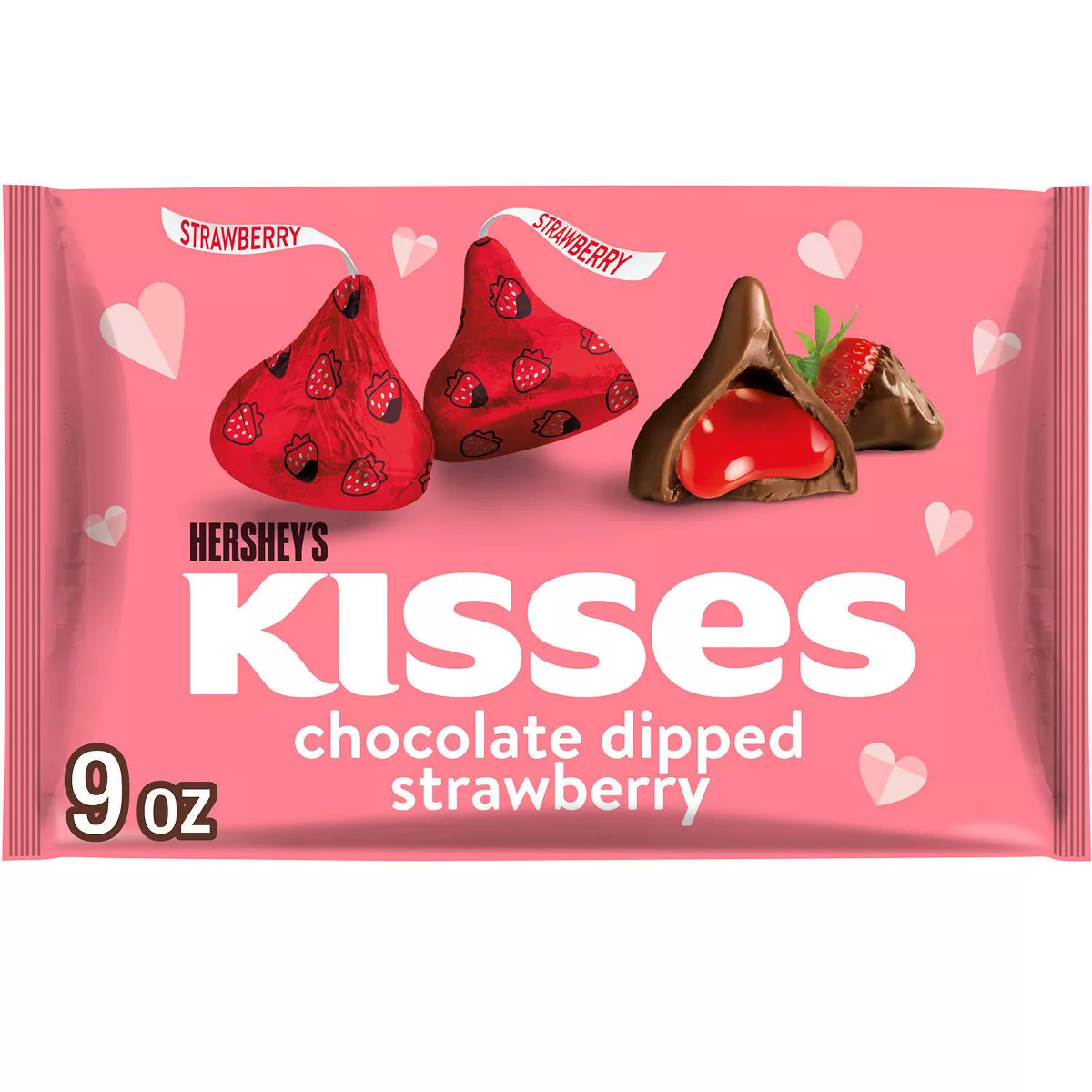 Hershey's Kisses Valentine's Day Chocolate Dipped Strawberry Candy - 9oz | Target