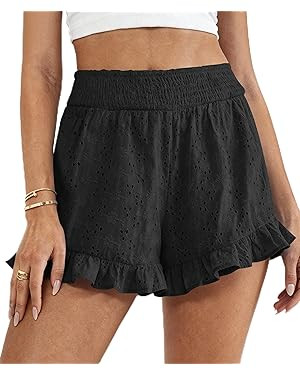 PRETTYGARDEN Shorts for Women Summer 2026 Beach Vacation Clothes Spring Elastic Waist Embroidered... | Amazon (US)