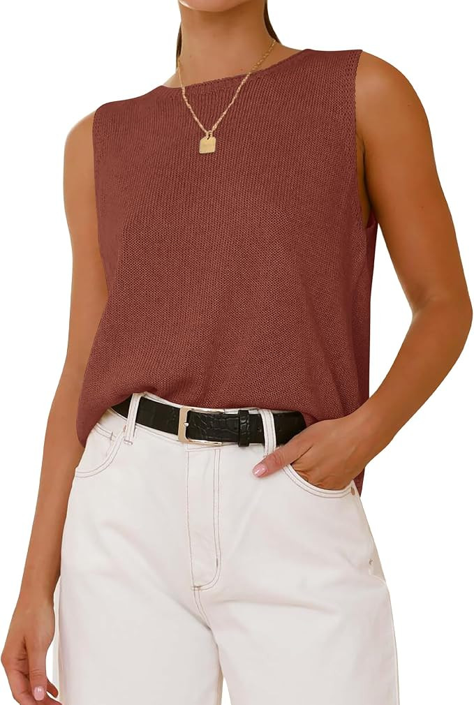 BTFBM Sleeveless Sweater Tops for Women Casual | Amazon (US)