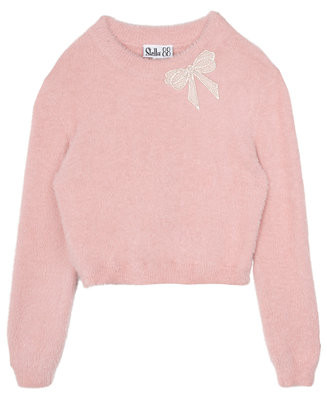 Big Girls Fuzzy with Bow Applique Sweater | Macy's