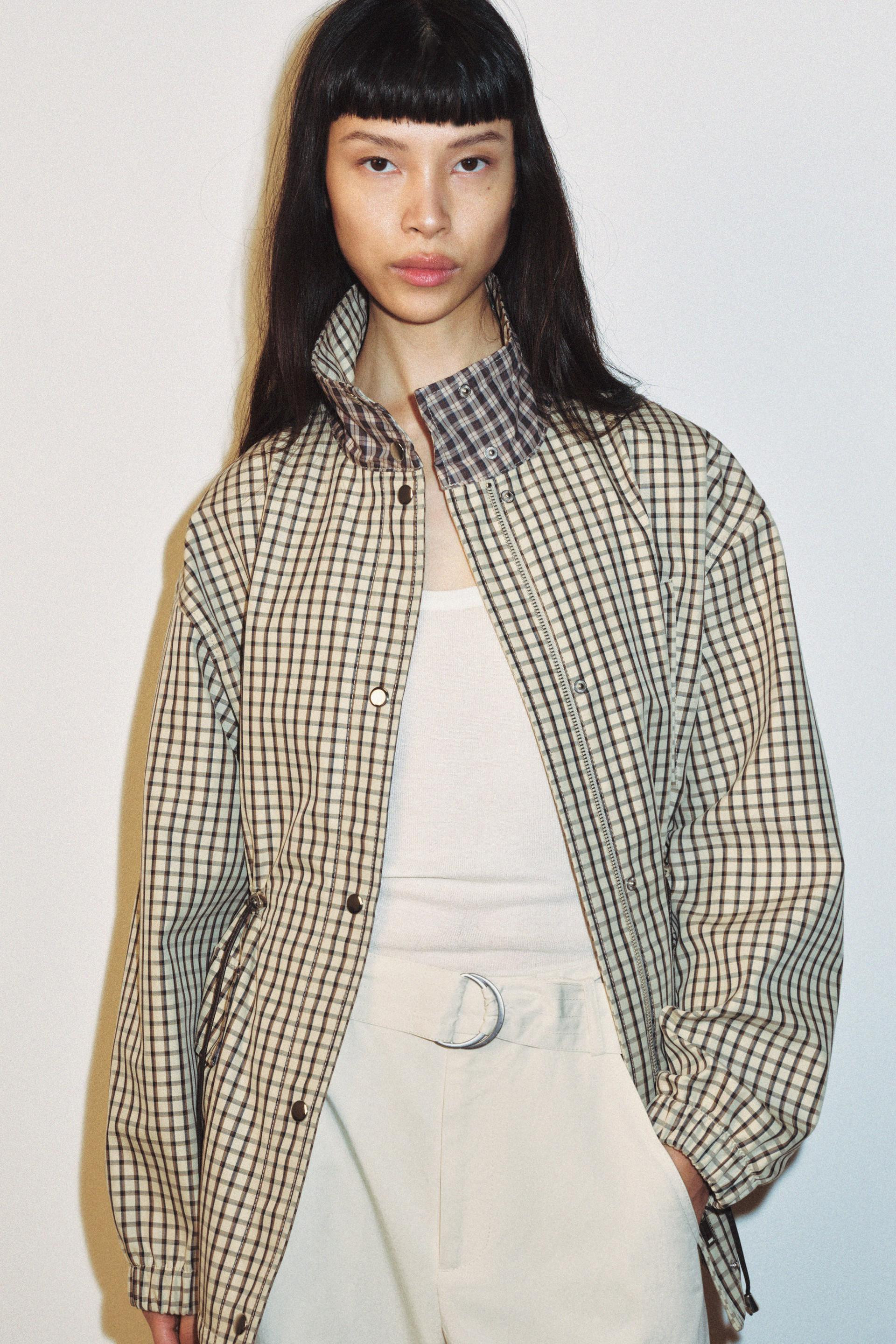 CHECK HIGH-NECK JACKET | Zara UK