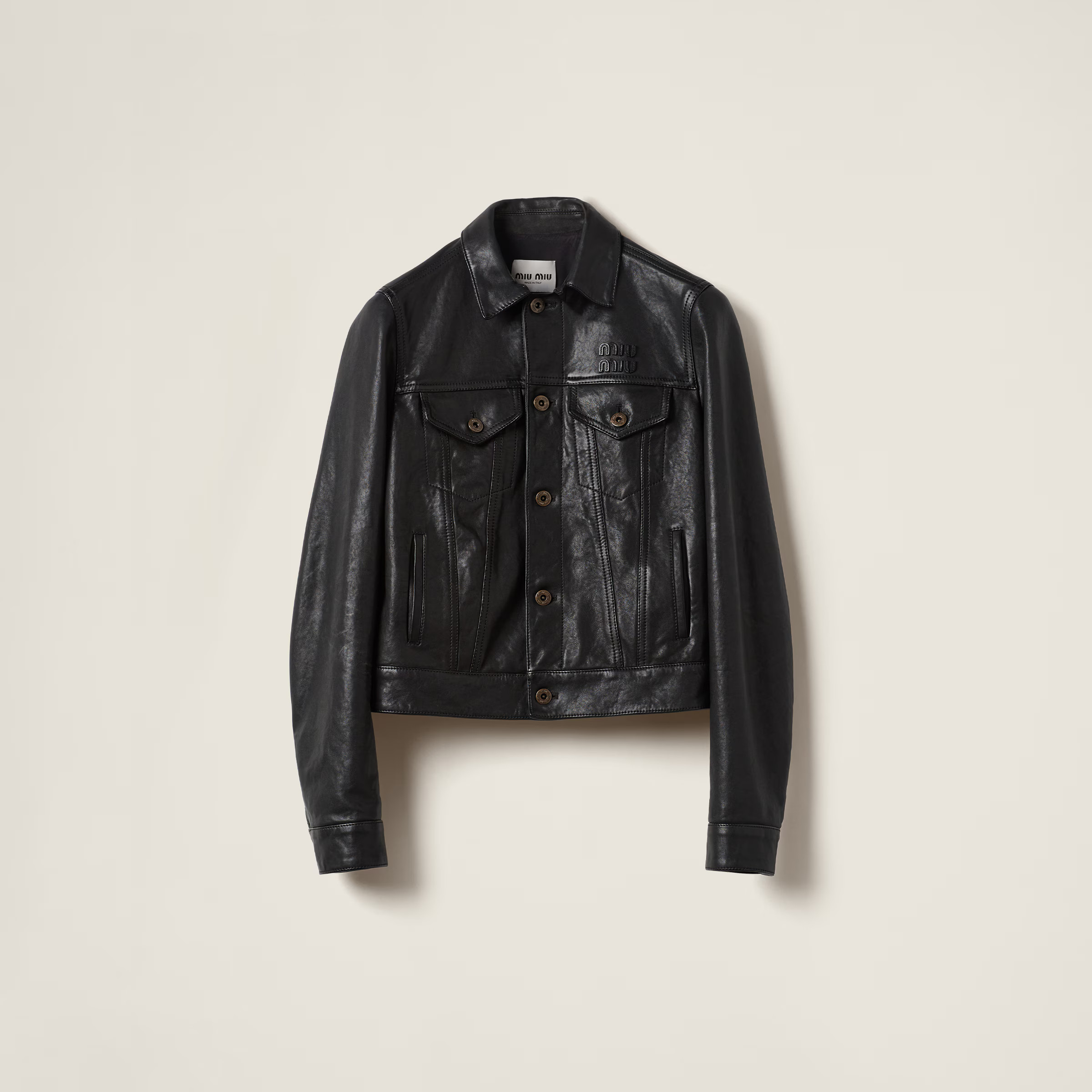 Black Nappa Leather Jacket | Miu Miu | Miu Miu UK