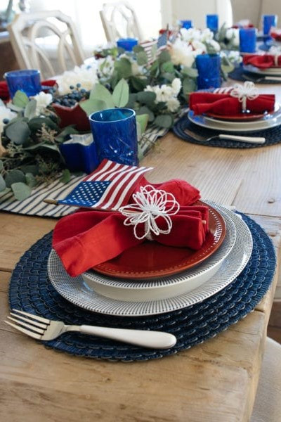 The easiest way to make your table feel instantly festive 🇺🇸✨
Layered plates + bold red napkins + blue glass = DONE ❤️💙

Tap to shop this patriotic tablescape + recreate it for your summer hosting👇
#LTKhome #ltkseasonal #fourthofjulydecor #memorialdaydecor #summerhosting #tablescapeideas #americanstyle #vintagedecor #cozyhome 

 #LTKfoodie #LTKSeasonal #LTKHome
