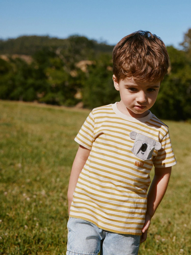 Yellow Stripe Koala Bear Short Sleeve Interactive T-Shirt (3mths-7yrs) | Next US