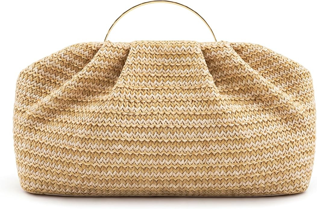 Straw Clutch Purses for Women Summer Beach Bag Woven Crossbody Bag Handbag Vacation Wicker Purse | Amazon (US)