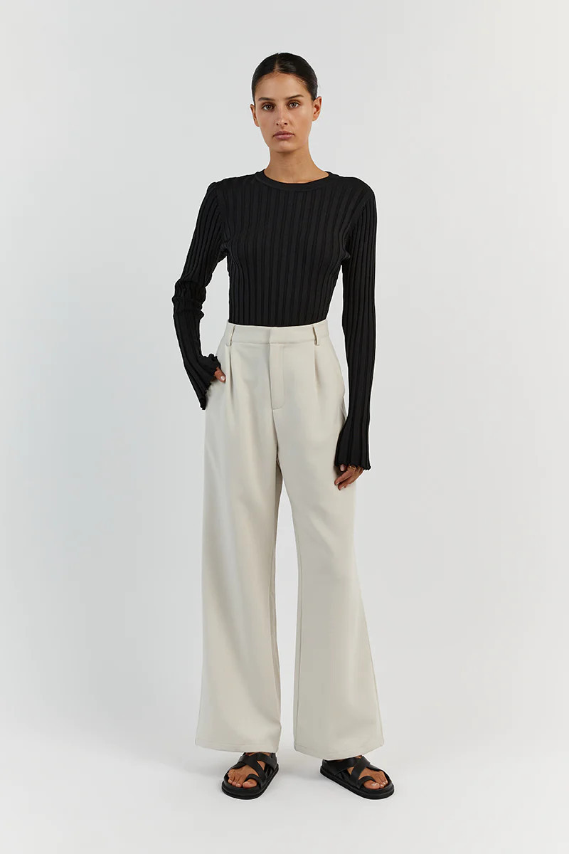 ADA BLACK LONG SLEEVE KNIT TOP | DISSH