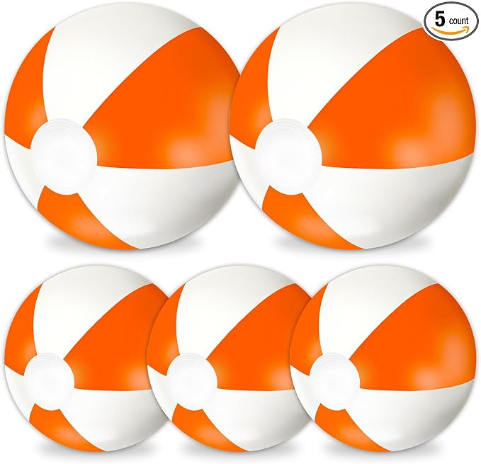 Whaline 5Pcs Inflatable Beach Ball 24 & 16 Inch Round Pool PVC Balls Cute Game Toys | Amazon (US)