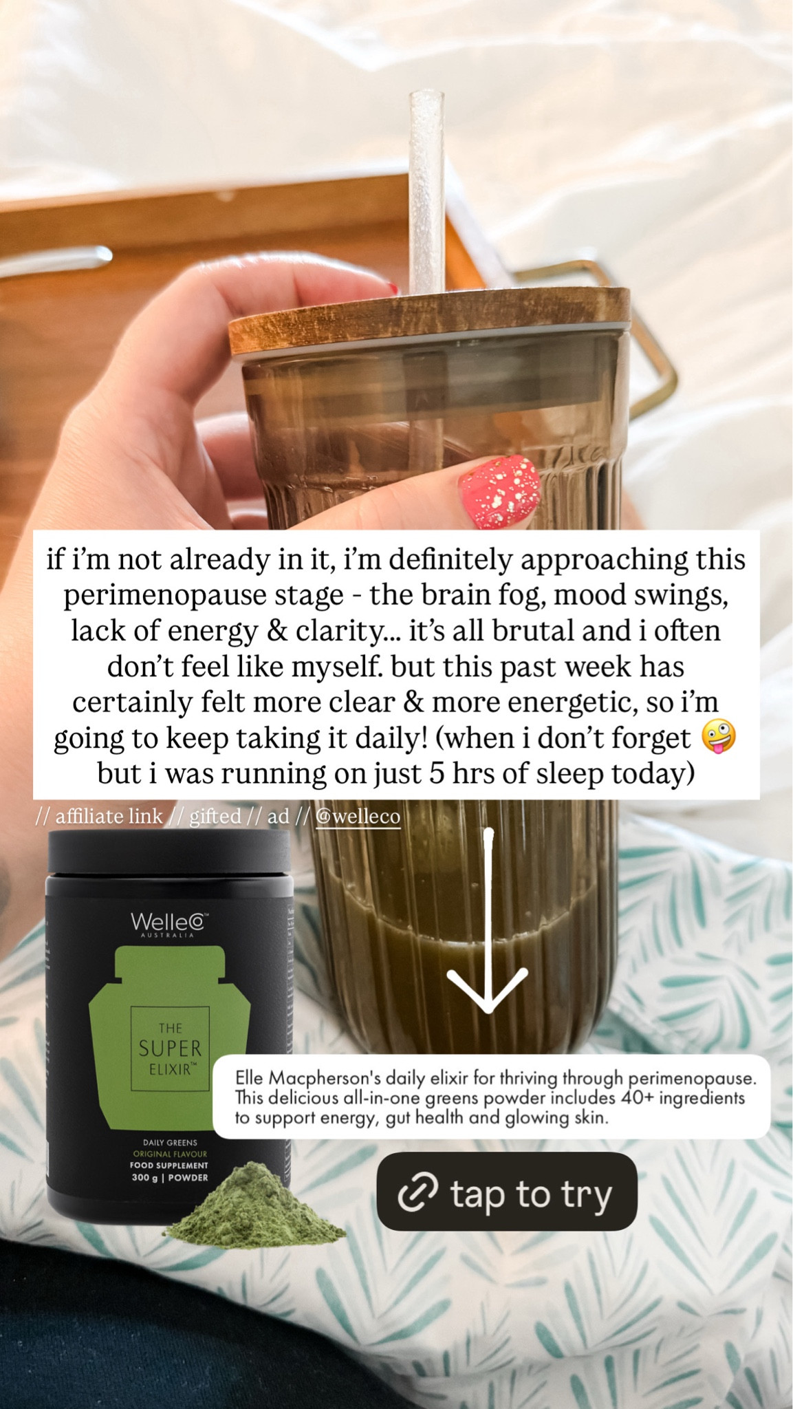 If you've been following along on Instagram, you probably saw the reel of me and the kids mixing up my daily greens this month. I genuinely didn't expect to love these as much as I do. As someone who is very picky about greens powders (if it tastes too healthy, I'm out 😂), the Pineapple & Lime flavor mixed into orange juice has been surprisingly easy to drink. I've been adding it to my breakfast or lunch routine and have noticed feeling more energized and clear-headed. Whether it's perimenopause, mom life, or just life in general, I'll take all the support I can get for brain fog and low energy these days!

USE CODE SIMPLEMODESTMOM15 FOR 15% OFF

#LTKmomlife #LTKselfcare #LTKmorningroutine