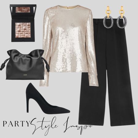 Office party inspiration 

Sequin top, black trousers 
