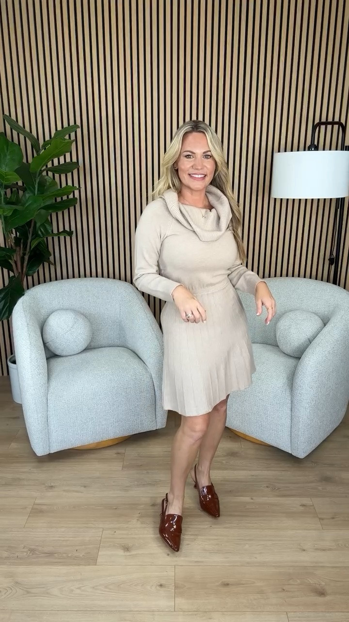 A neutral sweater dress that feels made for fall workdays. The oversized cowl neck and pleated skirt give this one so much shape and texture.

neutral sweater dress, fall workwear, knit dress, office outfit, pleated dress, cowl neck dress, fall dress, business casual, neutral fall outfit, workwear style, AudrieDollins

#LTKootd #LTKOver40 #LTKWorkwear