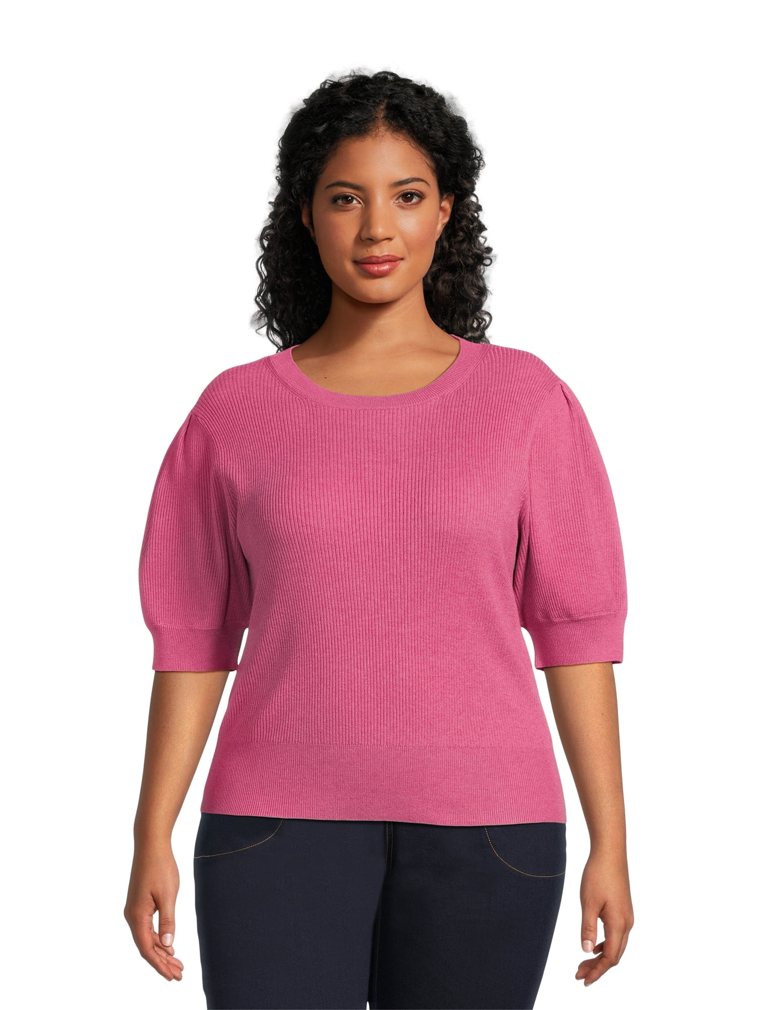 Terra & Sky Women's Plus Size Short Sleeve Sweater | Walmart (US)