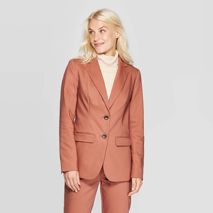 Women's Long Sleeve Button-Front Blazer - A New Day™ Blush | Target