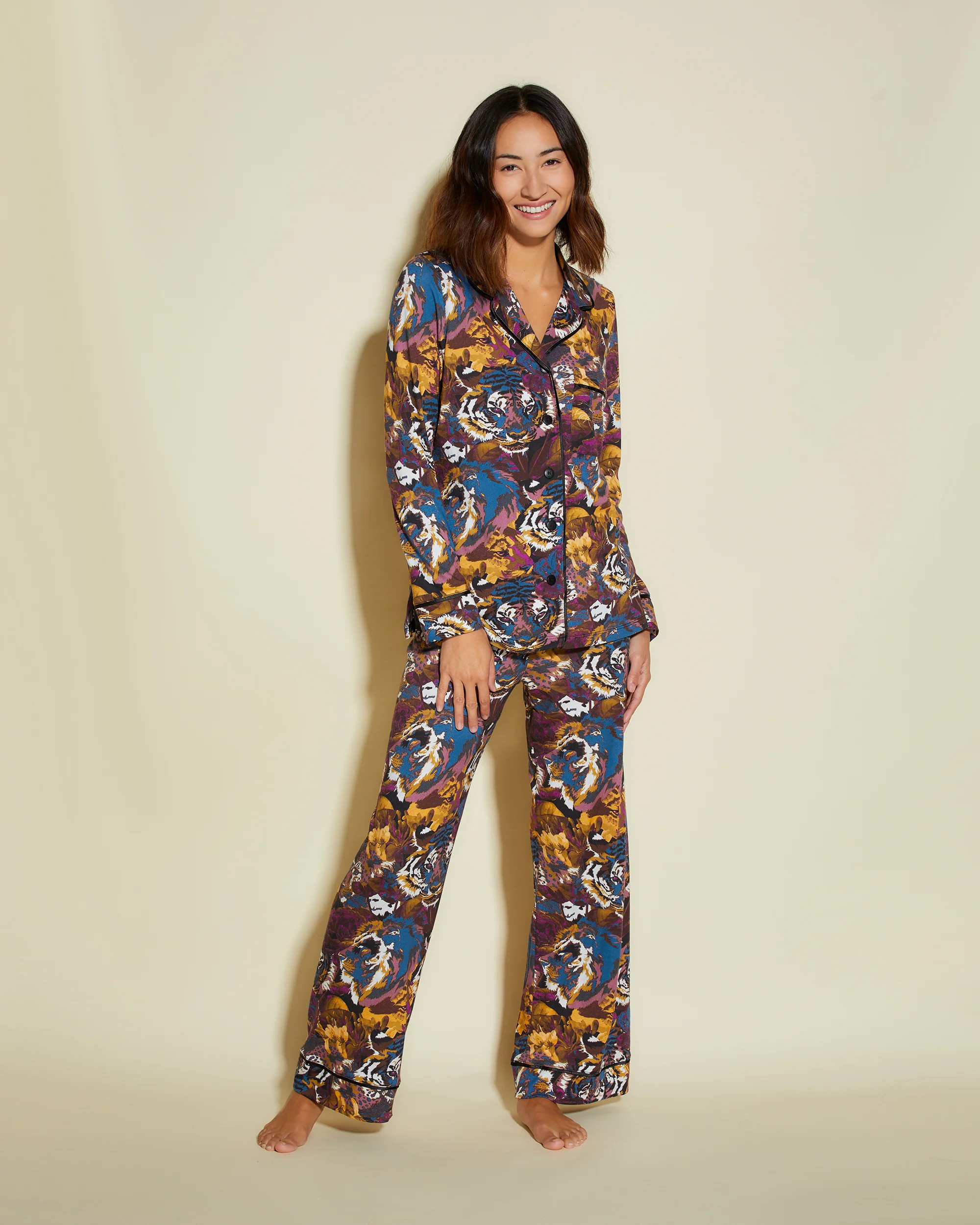 Bella Printed Petite printed longsleeve top and pant | Cosabella