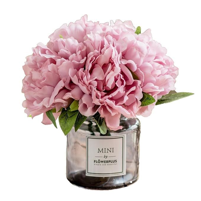 Fresh home ,Artificial Flowers with Vase, Fake Peony Flowers in Gray Vase,Faux Flower Arrangement... | Amazon (US)