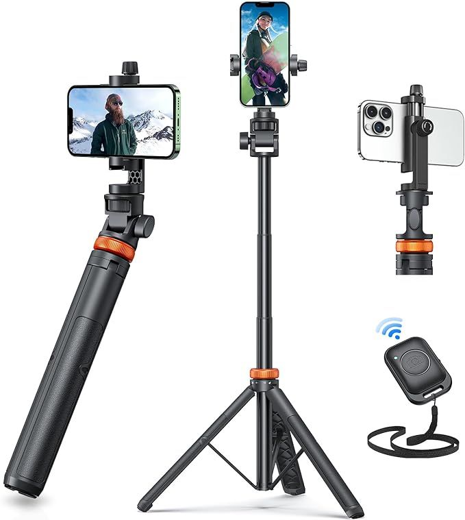 EUCOS Newest 62" Phone Tripod, Tripod for iPhone & Selfie Stick Tripod with Remote, Extendable Ph... | Amazon (US)