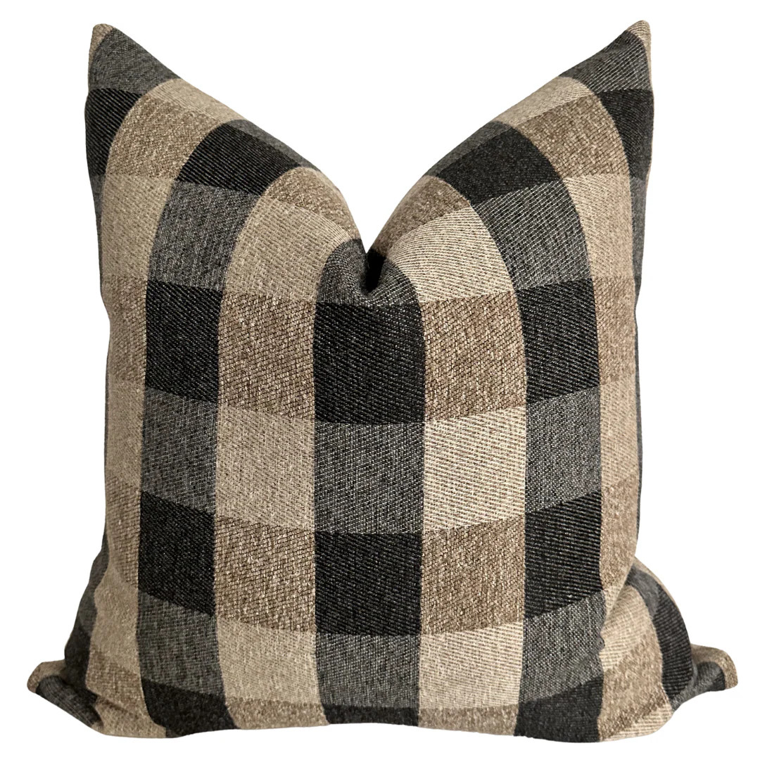 Brown Black Checkered Pillow Cover | Hackner Home (US)
