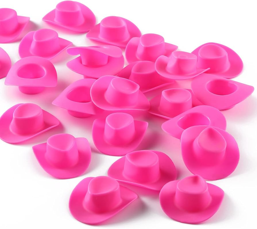 Yeetec 24 Pack Mini Western Cowboy Cowgirl Hat, Plastic Miniature Cute Doll Hats, Pink Toy Cowboy... | Amazon (US)