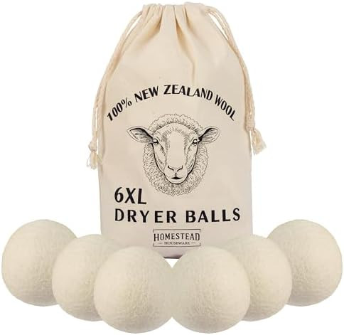XL Wool Dryer Balls 6-Pack – 100% New Zealand Wool, Natural Fabric Softener & Static Reducer, R... | Amazon (US)