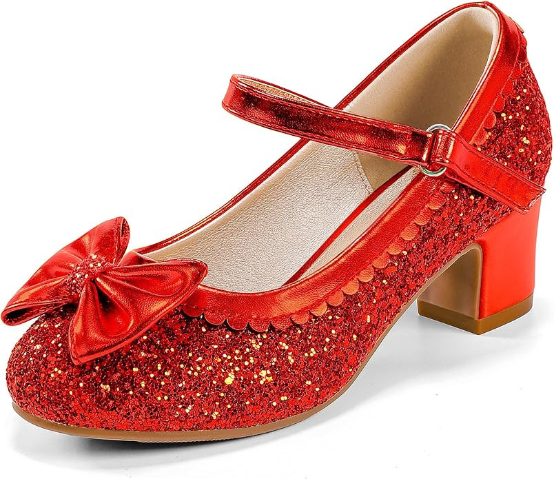 Princess Shoes High Heel Toddler Girls Dress Shoes Cute Bowknot Sparkle Mary Jane Flower Girls We... | Amazon (US)