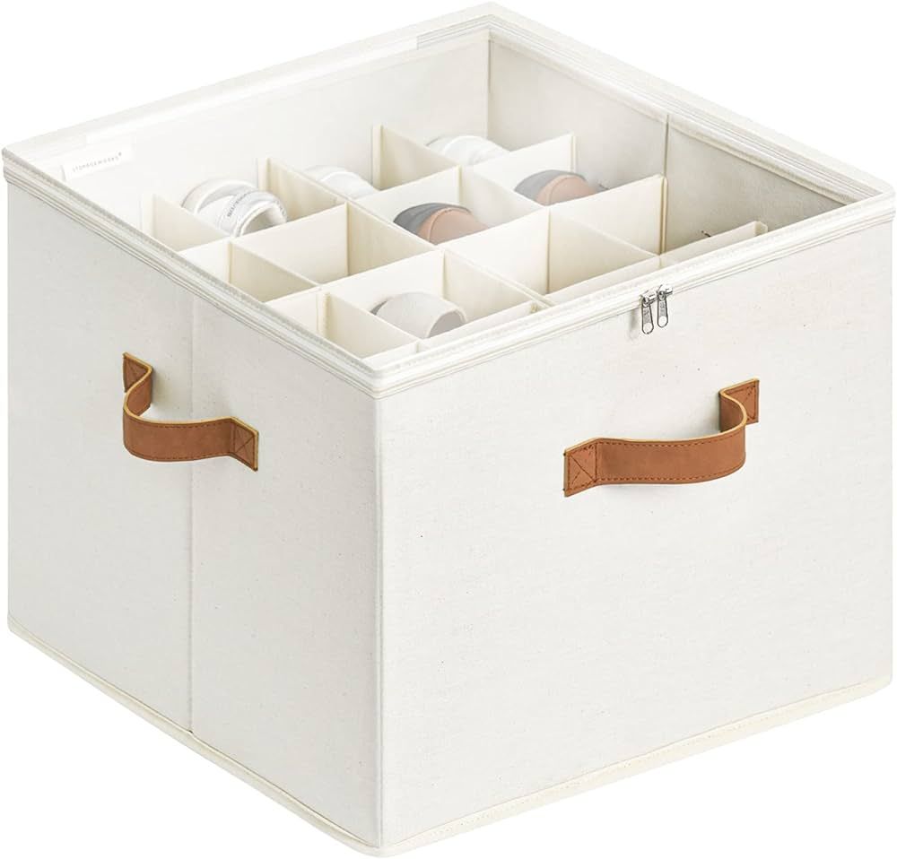 StorageWorks Shoe Organizer for Closet, Fabric Shoe Storage Bins with Clear Cover, Adjustable Div... | Amazon (US)