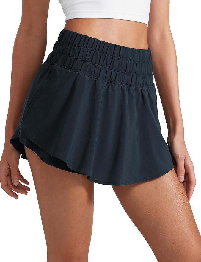 CRZ YOGA Athletic Shorts for Women High Waisted Flowy Ruffle Skirt Overlay for Workout Running Te... | Amazon (US)