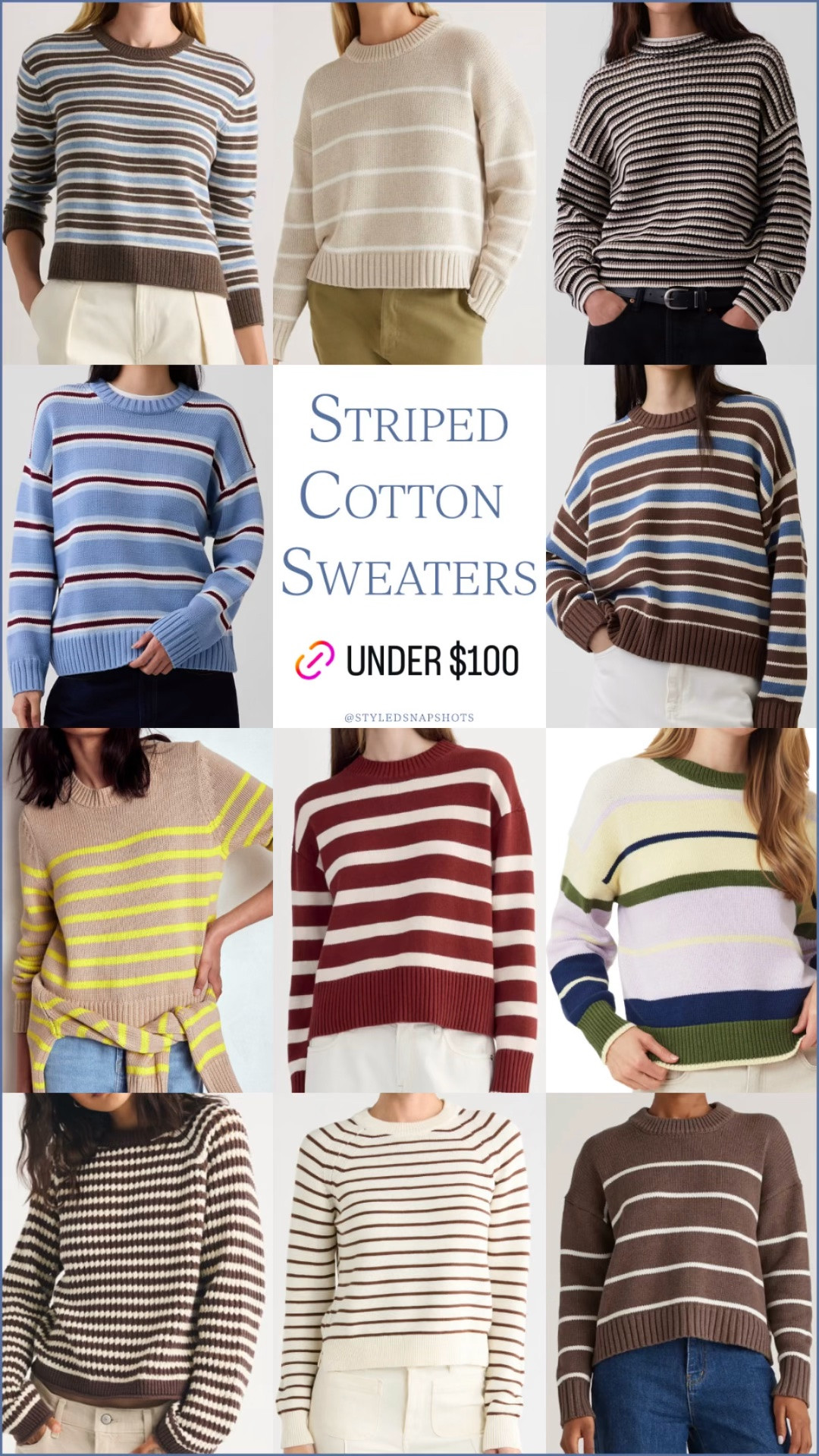 Striped cotton sweaters under $100 - one is actually cashmere, but also under $100 and love the colors 

fall sweater, sweater weather

#LTKSaleAlert