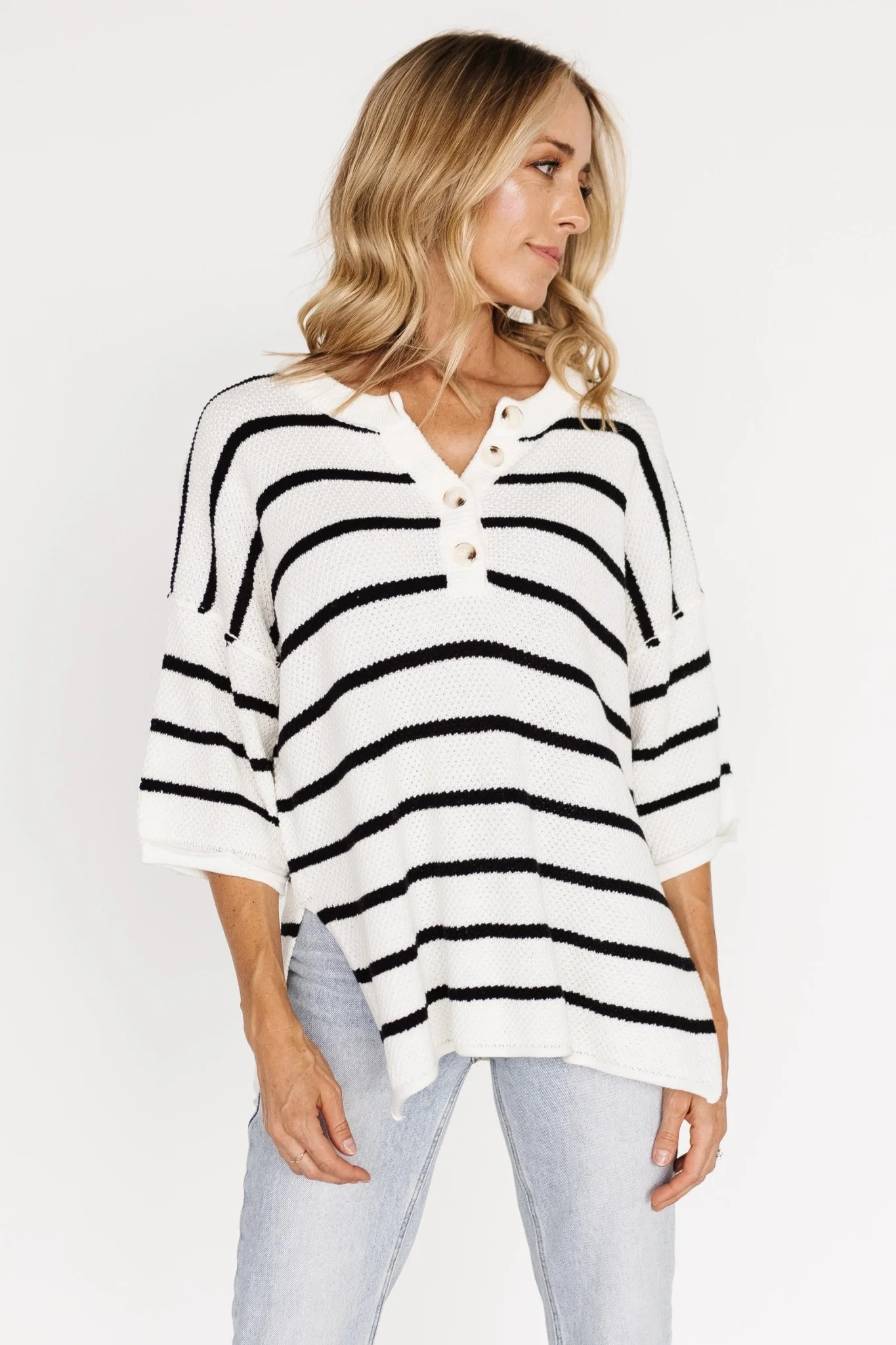 Maddock Knit Top | Off White + Black | Baltic Born