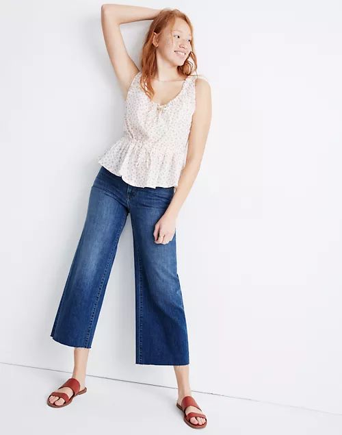 Wide-Leg Crop Jeans in Marsing Wash: Raw-Hem Edition | Madewell