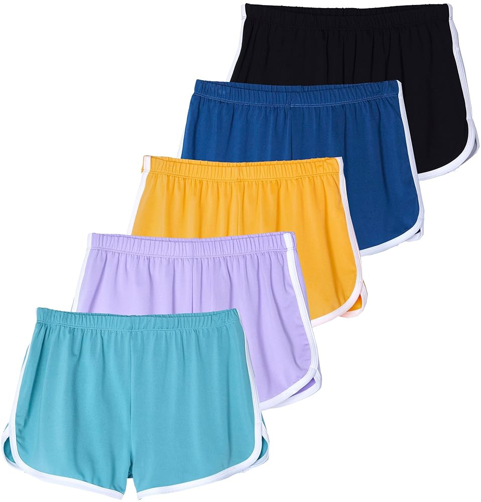 Real Essentials 5 Pack: Girls' Dry-Fit Active Athletic Dolphin Shorts (Ages 4-16) | Amazon (US)