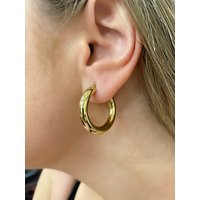 14K 5mm Gold Hoop Earrings. 1.25 Inch Timeless Light Thick Hoops | Etsy (US)