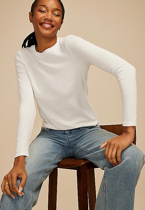 24/7 Ada Ribbed Long Sleeve Tee | Maurices
