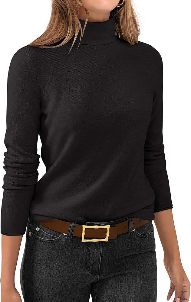 ANRABESS Womens Turtleneck Long Sleeve Sweater Tops Casual Soft Knit Fit Lightweight Basic Pullov... | Amazon (US)