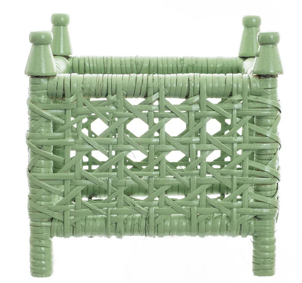 Green Cane Wicker Box Planter | The Enchanted Home
