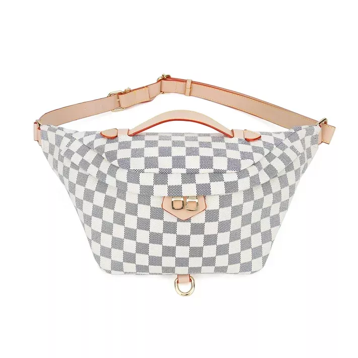 RICHPORTS Checkered Tote Shoulder Bag with inner pouch - PU Vegan Leather 