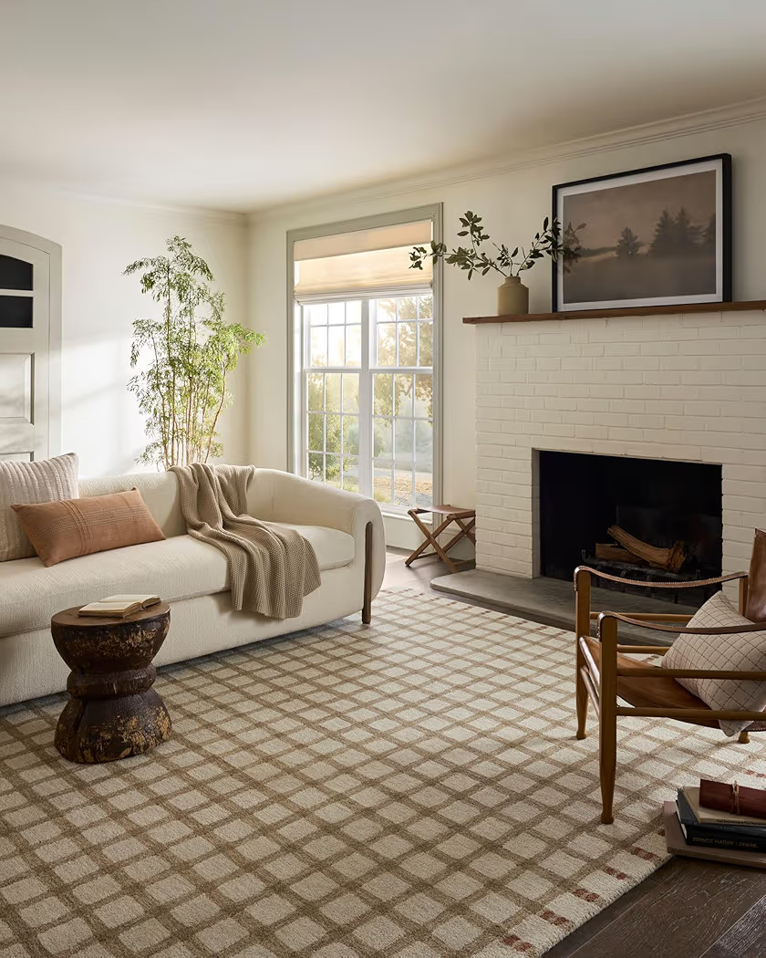 Loloi Magnolia Home by Joanna Gaines Waylon Collection WAY-02 Natural/Rust 5'-0" x 7'-6" Area Rug | Amazon (US)