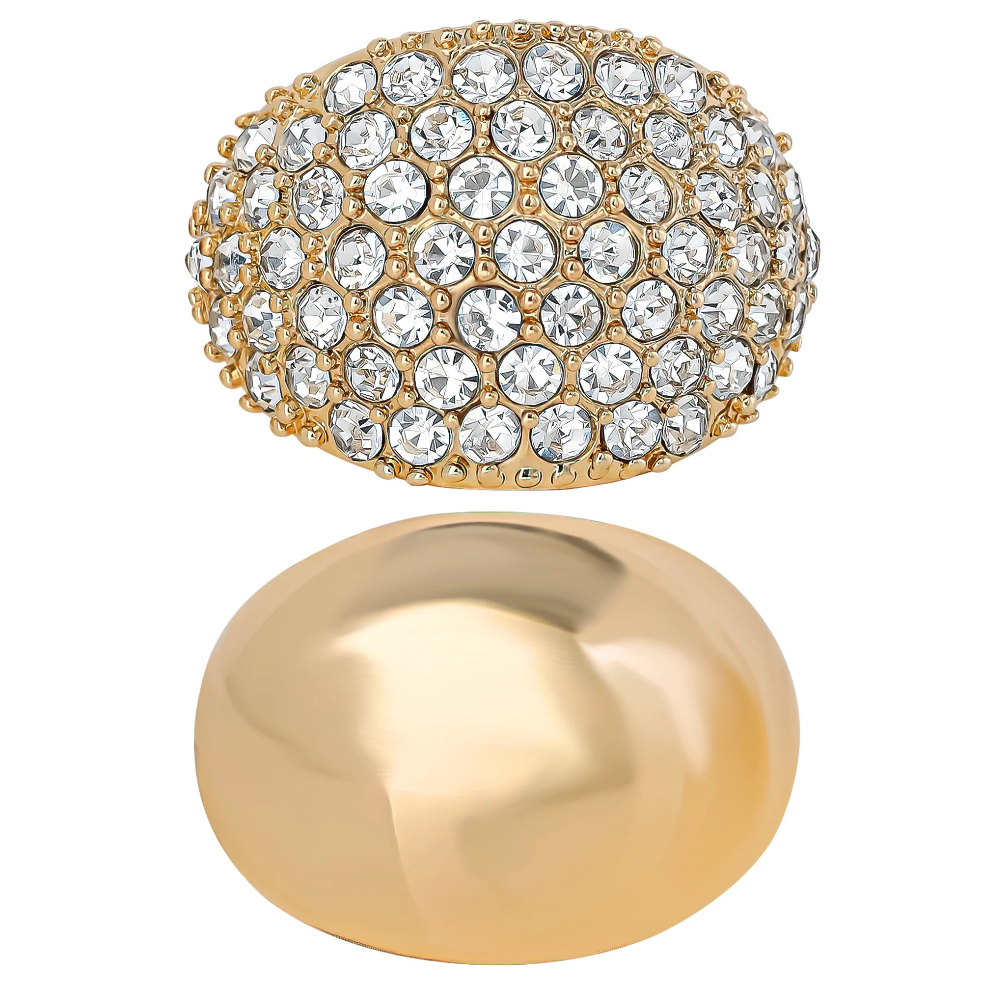 Jessica Simpson Women's Polished and Pave Crystal Dome Ring Set, 2-Piece, Size 7 | Walmart (US)