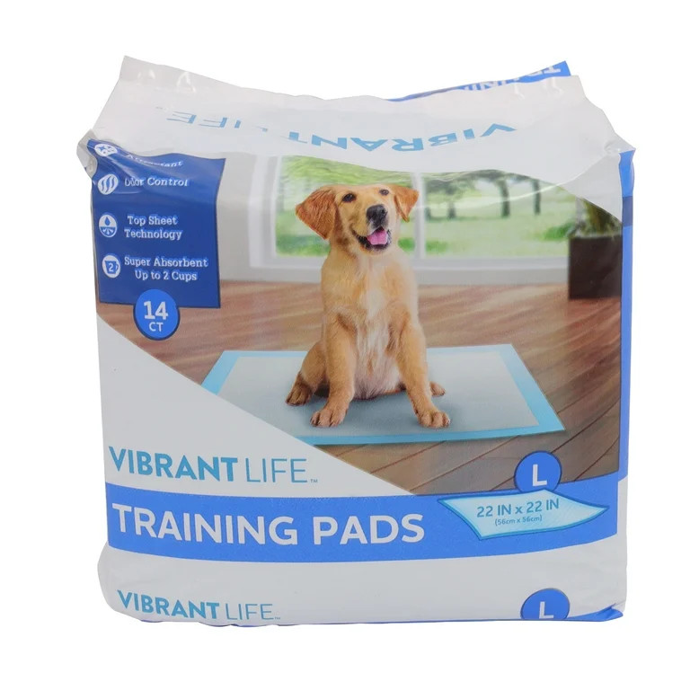 Vibrant Life Training Pads, Dog & Puppy Pads, L, 22 in x 22 in, 14 Count | Walmart (US)