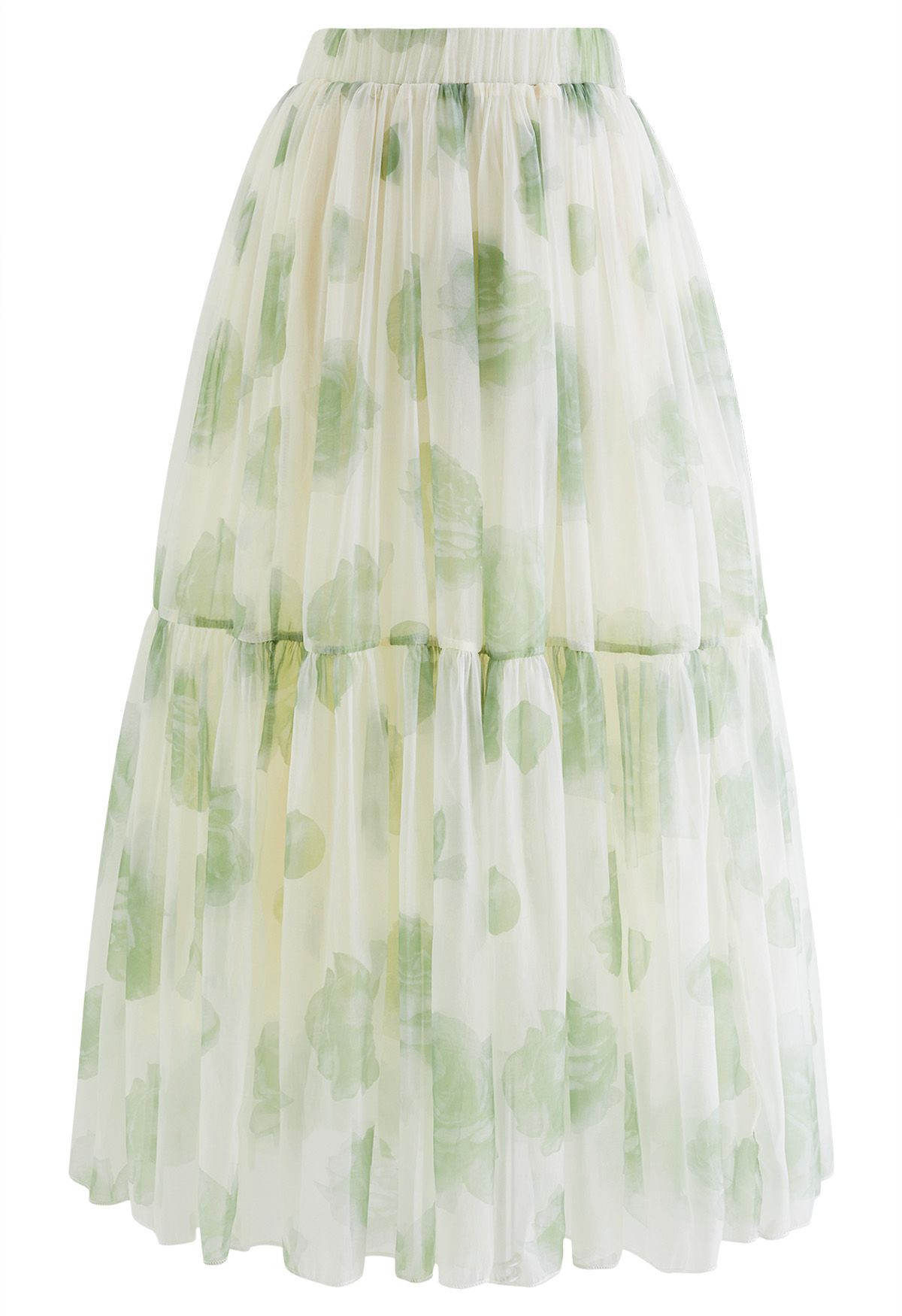 Can't Let Go Sheer Maxi Skirt in Green Rose | Chicwish