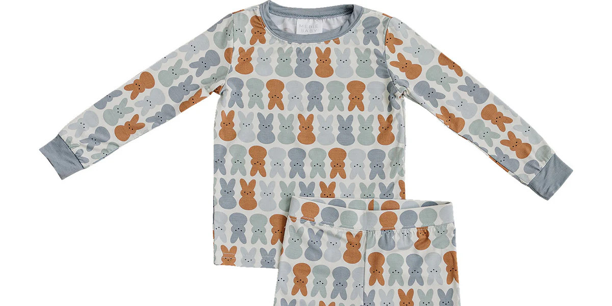 Dusty Blue Bunny Bamboo Two-piece Cozy Set | Mebie Baby